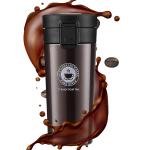 Coffee Travel Mug Insulated Coffee Cup with Leakproof Lid Vacuum Insulation Stainless Steel Reusable for Hot Cold Coffee, Water and Tea Thermal Mug with NonSlip Protective Cover 380ml