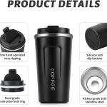 510ml Thermos Coffee Mug Stainless Steel Coffee Cup Vacuum Flask Thermal Tumbler Insulated Cup Water Bottle Portable Leakproof Travel Mug Black