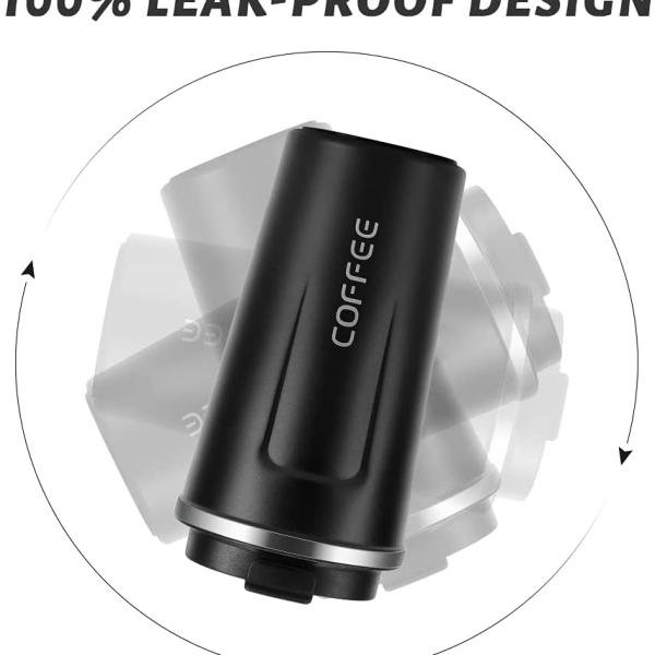 510ml Thermos Coffee Mug Stainless Steel Coffee Cup Vacuum Flask Thermal Tumbler Insulated Cup Water Bottle Portable Leakproof Travel Mug Black