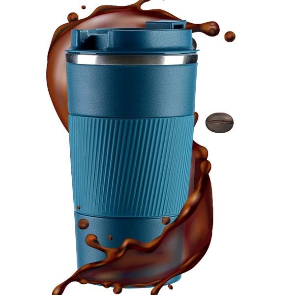 500ml Travel Coffee Cups Insulated Mug Thermal Tumbler to Go with Lid Leak Proof Reusable Stainless Steel Coffee Mug Spill Proof for Hot and Iced Cold Drinks color Blue