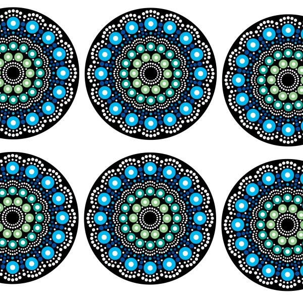 MDF Coaster Set of 6 Beautiful Wooden Coasters with Proper Coaster Designer Coaster Set Fit for Tea Cups, Coffee Mugs, and Glasses | Thickness:2.5 mm (Black Mandala Art Set of 6)