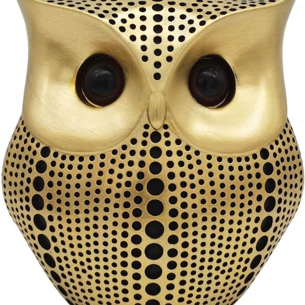 Owl Craft Statues Home Decor, Modern Classy Lucky Owl Resin Art Figure Showpiece, Figurines, Animal Statue, Small Accents for Bedroom, Office, Garden, Bookshelf, TV Stand Decoration | Gold